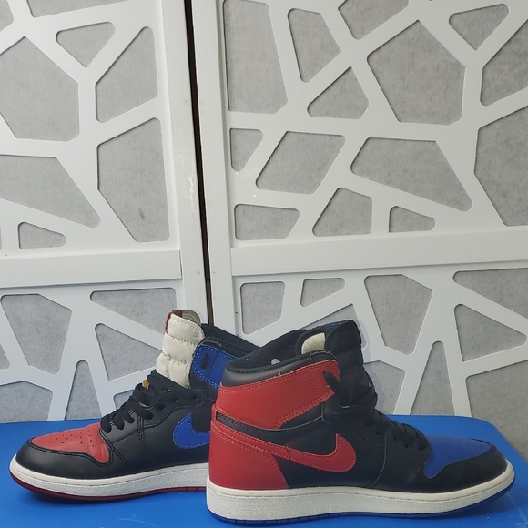 Jordan Men's Red, Blue, Black, and White High-Top Sneakers - Picture 3 of 4